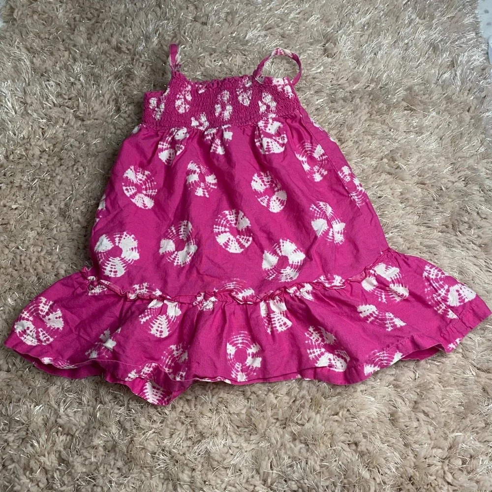 Faded Glory Sundress Girls 24M Pink Tie Dye Smocked Ruffle‎ Kidcore Fairycore